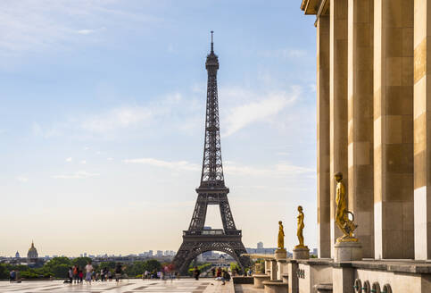 Eiffel Tower against cloudy sky, Paris, France - HSIF00794