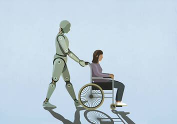 Robot pushing woman in wheelchair - FSIF05020