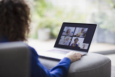 Senior women friends video conferencing on laptop screen - CAIF28758