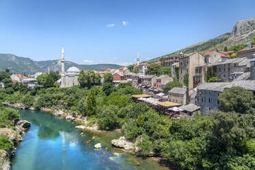 Koski Mehmed Pasha Mosque by the Neretva River in Mostar, Bosnia and Hercegovina, Europe - RHPLF16469