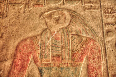 Der Gott Horus, Basrelief, Beit al-Wali-Tempel, Kalabscha, UNESCO-Weltkulturerbe, bei Assuan, Nubien, Ägypten, Nordafrika, Afrika - RHPLF16519