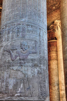 Flachreliefs, Säulen, Hypostylhalle, Tempel des Khnum, Esna, Ägypten, Nordafrika, Afrika - RHPLF16533