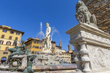 View of Neptune Fountain in Piazza Signoria, Florence, UNESCO World Heritage Site, Tuscany, Italy, Europe - RHPLF16588