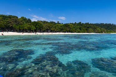 Weißer Sandstrand und türkisfarbenes Wasser, Koh Rok, Mu Ko Lanta National Park, Thailand, Südostasien, Asien - RHPLF16831