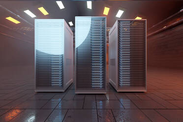Three dimensional render of illuminated server room - SPCF00804