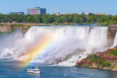 American Falls und Bridal Veil Falls, Niagara Falls, New York State, Vereinigte Staaten von Amerika und Ontario, Kanada, Nordamerika - RHPLF17000