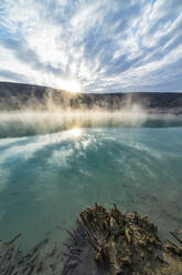 Hot water and steam spraying out of Ala Lobet (Alol Bet) geyser, Semera, Afar Region, Ethiopia, Africa - RHPLF17077