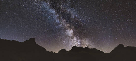 Milky Way and its core over the mountains at Sierra de Gredos, Spain - CAVF87806