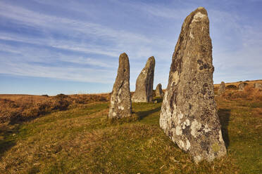 Alte prähistorische stehende Steine in einem Steinkreis, Scorhill Stone Circle, Dartmoor National Park, Devon, England, Vereinigtes Königreich, Europa - RHPLF17209