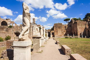 Statues at House of the Vestal Virgins, Roman Forum, UNESCO World Heritage Site, Rome, Lazio, Italy, Europe - RHPLF17217
