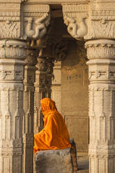 Submerged Shiva temple, Sindhia Ghat, Varanasi, Uttar Pradesh, India, Asia - RHPLF17247