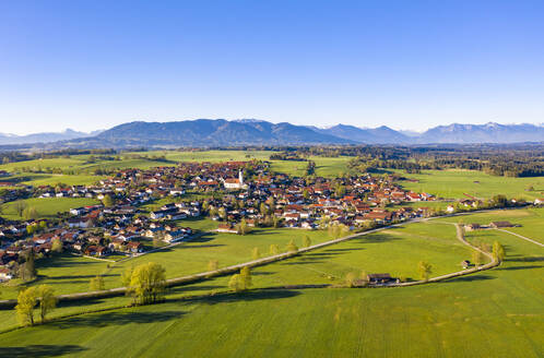 Germany, Bavaria, Konigsdorf, Aerial view of village in Alpine Foothills in summer - LHF00810