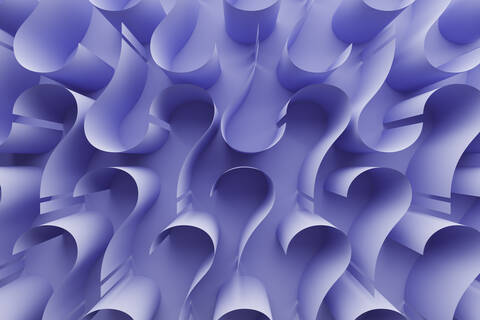 Dreidimensionales Muster von lila Fragezeichen auf lila Hintergrund, lizenzfreies Stockfoto