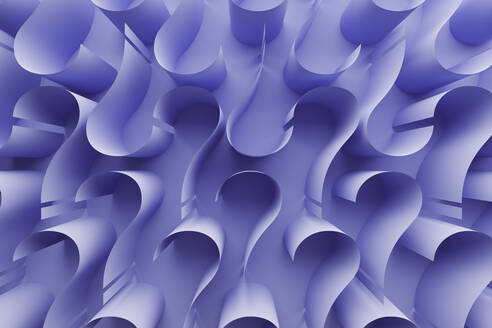 Three dimensional pattern of purple question marks against purple background - DRBF00179