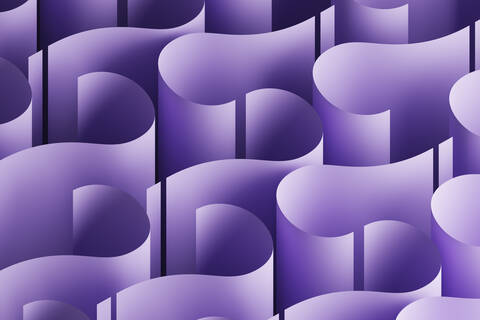 Dreidimensionales Muster aus lila Fragezeichen, lizenzfreies Stockfoto