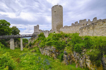 Germany, Bavaria, Neumarkt in der Oberpfalz, Burgruine Wolfstein castle in spring - SIEF09986