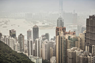 Skyline von Hongkong vom Victoria Peak, Hongkong, China - DHEF00201