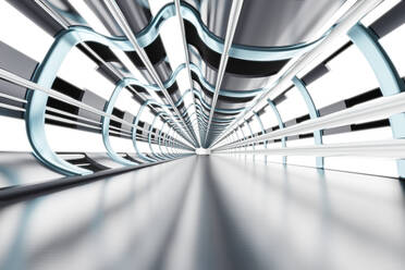 Three dimensional render of bright futuristic corridor inside spaceship or space station - SPCF00852