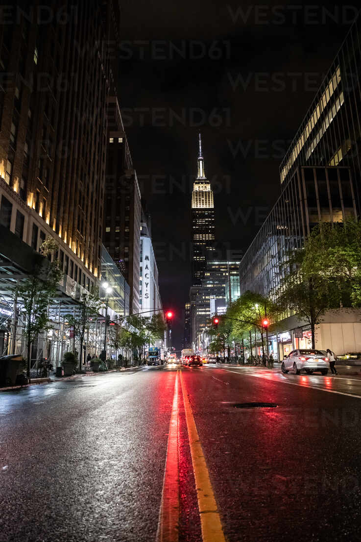 Streets of New York at night, New York, United States of America, North  America stock photo