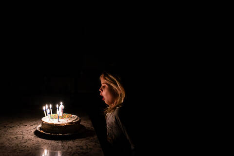 Happy birthday cake with candles. Stock Photo