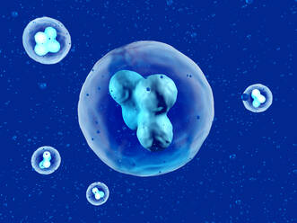 Three dimensional render of blue stem cells - SPCF00870