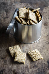 Box of homemade seed crackers - EVGF03674