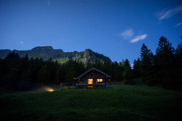 Secluded mountain hut at night - MALF00159