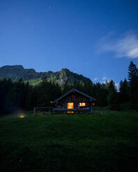 Secluded mountain hut at night - MALF00160