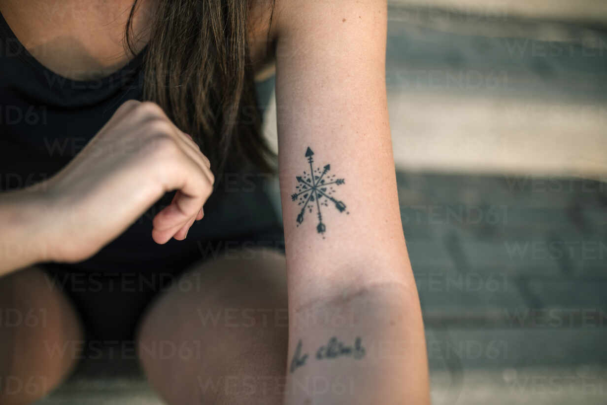 Tattoo tagged with: dots, back, snowflake, line, blackw, elbow, mandala,  ass | inked-app.com