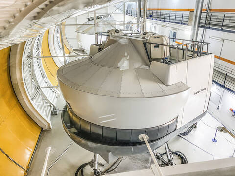 Flight simulators in Lufthansa Aviation Training Center stock photo