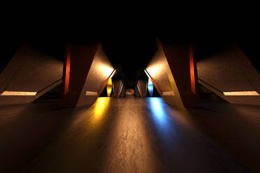 Three dimensional render of dark futuristic corridor inside spaceship or space station - SPCF00959