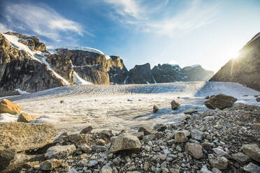 Glaciated mountain landscape in Auyuittuq National Park - CAVF88806