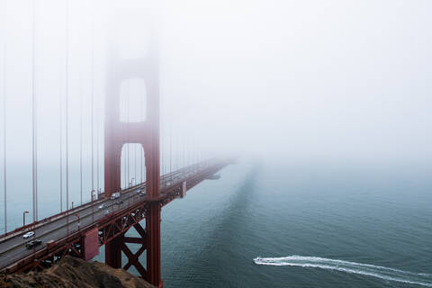 Golden Gate Bridge In Fog stock photo