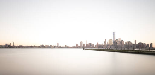 USA, New York, New York City, USA, Lower Manhattan skyline at sunrise - AHF00021