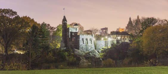USA, New York, New York City, Belvedere Castle in Central Park at sunset - AHF00034