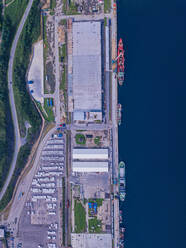 Russia, Primorsky Krai, Zarubino, Aerial view of commercial dock - KNTF05331