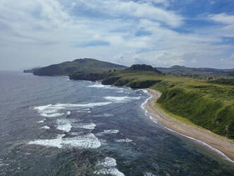 Aerial view of coastal beach and cliffs of Krabbe Peninsula - KNTF05362