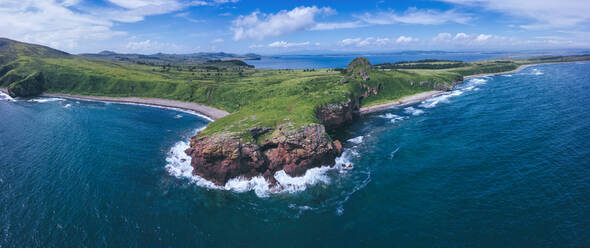 Aerial panorama of coastal cliffs of Krabbe Peninsula - KNTF05363