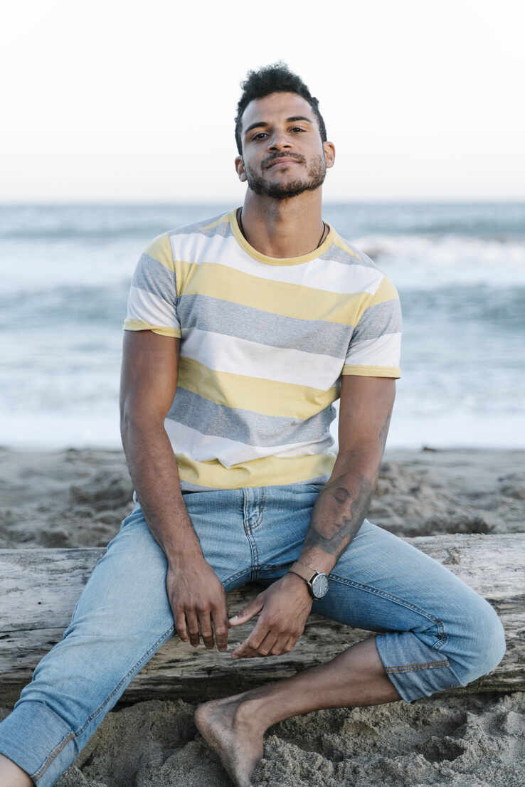 Man Sitting Beach Posing Camera Shorts Stock Photo 198444461 | Shutterstock