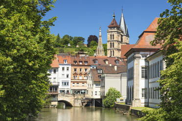 Rossneckarkanal chanel with St. Dionys church, Esslingen, Baden-Wurttemberg, Germany, Europe - RHPLF17527