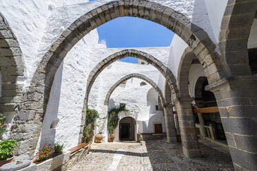 Monastery of Saint John the Theologian, UNESCO World Heritage Site, Chora, Patmos, Dodecanese, Greek Islands, Greece, Europe - RHPLF17560