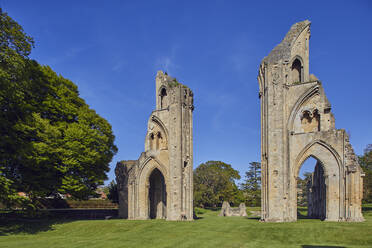 The ruins of the Great Church in the historic Glastonbury Abbey, Glastonbury, Somerset, England, United Kingdom, Europe - RHPLF17573