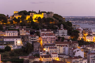 Beautiful view to old historic city buildings and castle during sunset - CAVF89387
