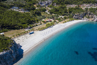 Luftaufnahme per Drohne von Tsambou Beach, Samos, Griechische Inseln, Griechenland, Europa - RHPLF17688