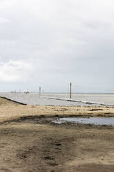 Sandige Küste mit Fähre im fernen Hintergrund - EVGF03814