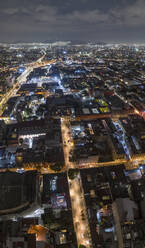 Luftaufnahme Mexiko-Stadt bei Nacht beleuchtet, Mexiko - FSIF05142