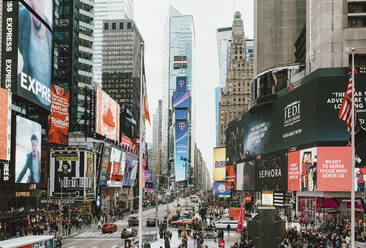 Advertisements along bustling Times Square, New York City, New York, USA - FSIF05228