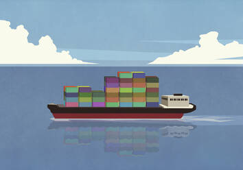 Containerschiff auf sonnigem Meer - FSIF05356