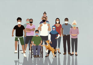 Portrait diverse community in face masks - FSIF05358