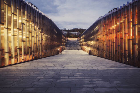 Illuminated Ewha Womans University during sunset, Seoul - LCUF00122